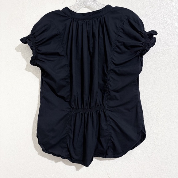 Anthropologie Pilcro The Tatum Top Poplin Black Puff Sleeve Blouse Sz Medium - Picture 6 of 12